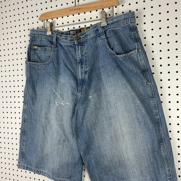 Southpole Baggy Jean Shorts 36 Light Wash Gold Tab Jorts Wide Leg Skate Y2K 90s - Picture 5 of 7